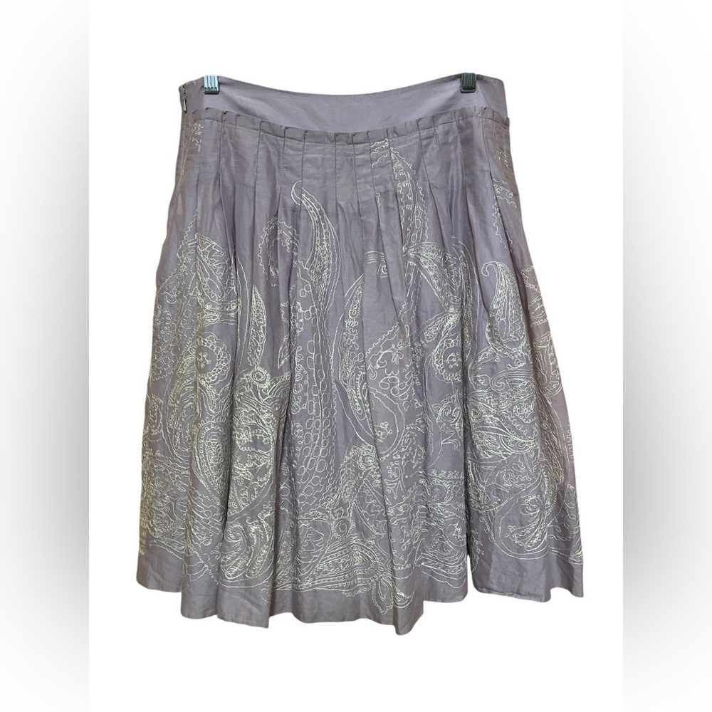 Talbots Lavender & Cream Embroidered Voile A-Line Paisley Design Skirt Size 8.